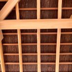 京都嵐山　西光院　山門新築工事　杉皮の軒天