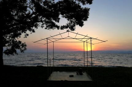 日本一大きな琵琶湖の夕陽と帰庵　2017年5月